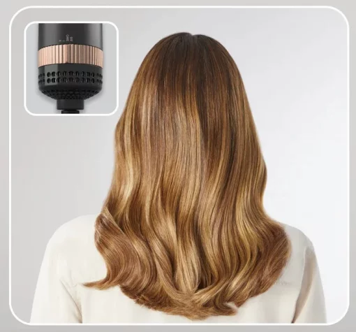 Фен-щітка Rowenta Reverso Dry&Brush 2в1, 1200Вт, 3 режими, іоніз-я, хол. обдув, насадок-2, кераміка, чорний-золотистий