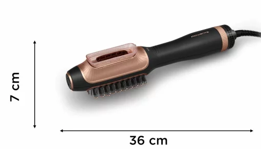 Фен-щітка Rowenta Reverso Dry&Brush 2в1, 1200Вт, 3 режими, іоніз-я, хол. обдув, насадок-2, кераміка, чорний-золотистий