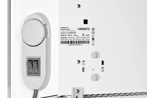 Конвектор ARDESTO, 20м2, 2000Вт, мех. упр-ння, відкритий нагрів. елемент, білий