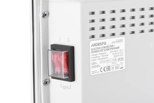 Конвектор ARDESTO, 20м2, 2000Вт, мех. упр-ння, відкритий нагрів. елемент, сушка, білий