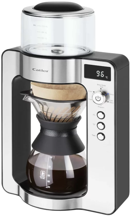 Кавоварка Catler крапельна для фільтр-кави, 1л, мелена, дисплей, вбудовані ваги, нерж. сталь, чорний