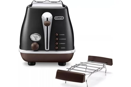 Тостер  DeLonghi Icona Vintage 900Вт, метал, односторонній підігрів, чорний