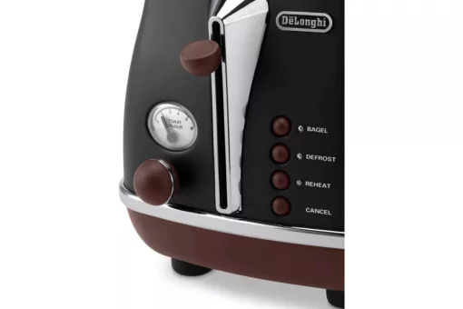 Тостер  DeLonghi Icona Vintage 900Вт, метал, односторонній підігрів, чорний