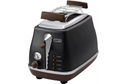 Тостер  DeLonghi Icona Vintage 900Вт, метал, односторонній підігрів, чорний