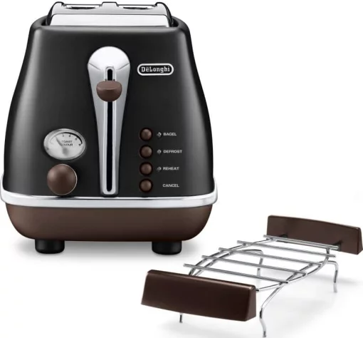 Тостер  DeLonghi Icona Vintage 900Вт, метал, односторонній підігрів, чорний