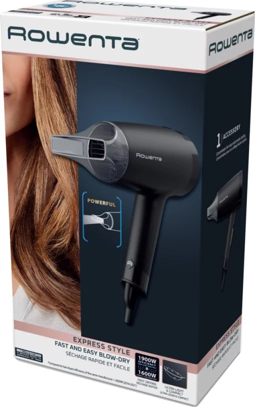 Фен Rowenta Express Style Blow-Dryer, 1600Вт, 2 режими, хол. обдув, чорний