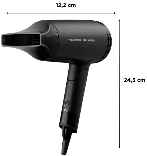 Фен Rowenta Karl Lagerfeld Express Style дорожній, 1600Вт, 2 режими, хол. обдув, складна ручка, чорний