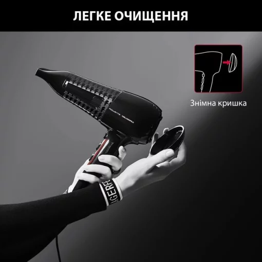 Фен Rowenta x Karl Lagerfeld Powerline, 2100Вт, 3 режими, дифузор, іоніз-я, хол. обдув, чорний