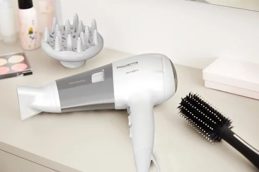 Фен Rowenta Powerline, 2400Вт, 3 режими, дифузор, іоніз-я, хол. обдув, біло-сірий