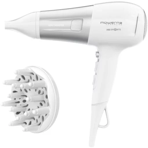 Фен Rowenta Powerline, 2400Вт, 3 режими, дифузор, іоніз-я, хол. обдув, біло-сірий