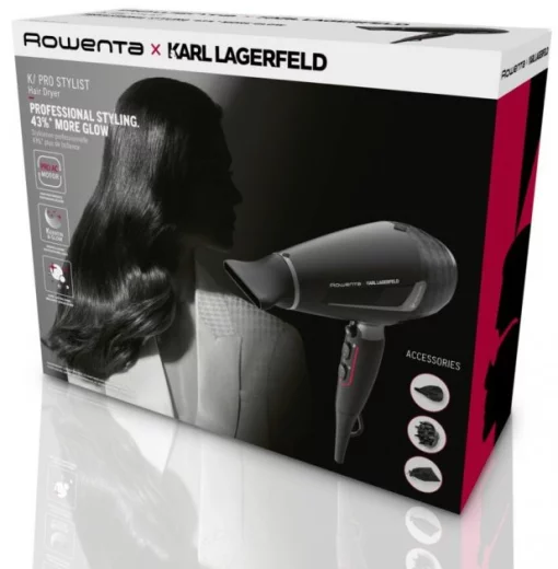 Фен Rowenta x Karl Lagerfeld K/Pro Stylist, 2200Вт, 3 режими, іоніз-я, дифузор, 2 концентратора, хол. обдув, чорний