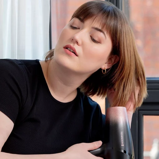 Фен Remington Rose Shimmer, 2200Вт, 3 режими, дифузор, іоніз-я, хол. обдув, чорно-рожевий