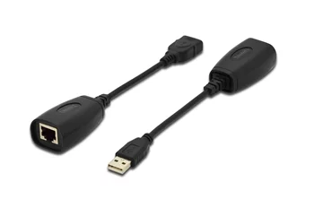 Подовжувач DIGITUS USB, USB1.1, для використання з кабелем Cat5/5e/6 UTP, STP або SFT, до 45 м, чорний