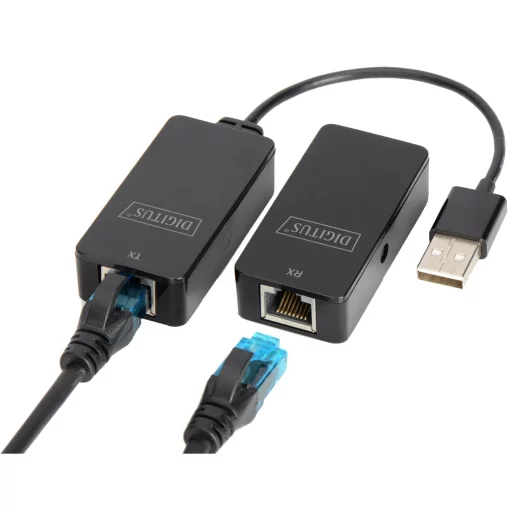 Подовжувач DIGITUS USB, USB 2.0, для використання з кабелем Cat5/5e/6 UTP, STP або SFT, до 50 м, чорний