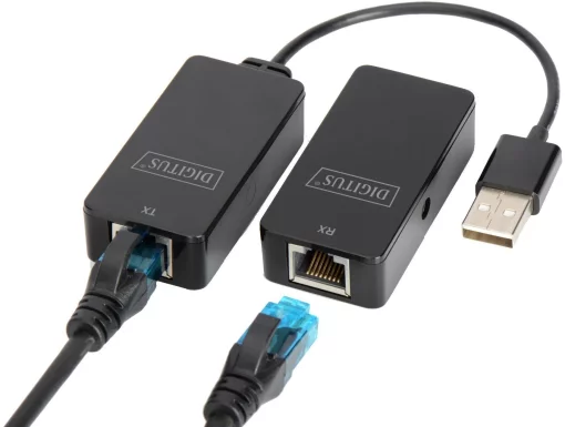 Подовжувач DIGITUS USB, USB 2.0, для використання з кабелем Cat5/5e/6 UTP, STP або SFT, до 50 м, чорний