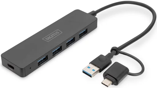 Хаб DIGITUS USB-A/C > 4хUSB-А, 0,2 м, активний (опція)