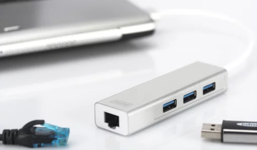 Хаб DIGITUS USB-A > 3xUSB-A/RJ45