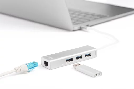 Концентратор DIGITUS USB-C - USB 3.0 3 Port Hub + Gigabit Ethernet