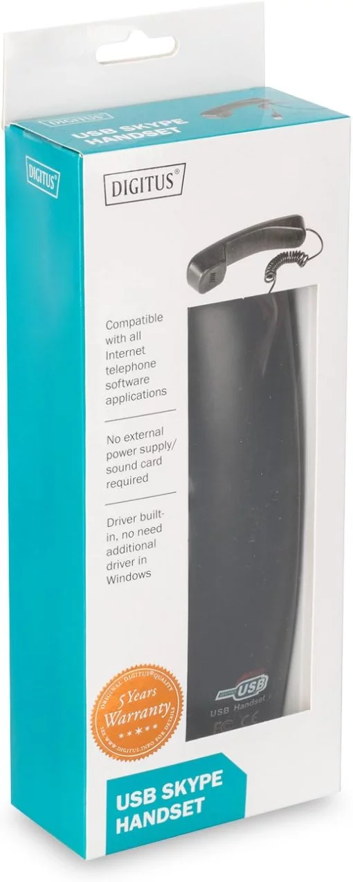 Телефонна слухавка DIGITUS USB A, кабель 1.8-1.9м