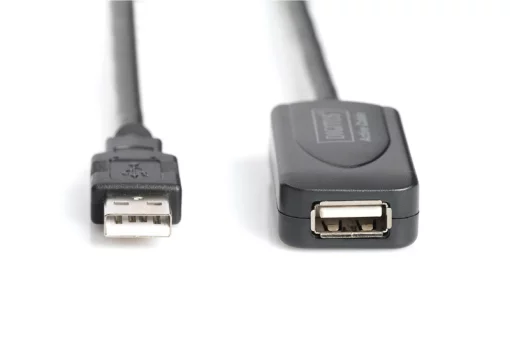 Подовжувач DIGITUS USB 2.0 Active Cable, A/M-A/F, 20м, чорний