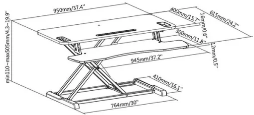 Підставка для монітора DIGITUS Ergonomic Workspace Riser, до 15кг, чорна