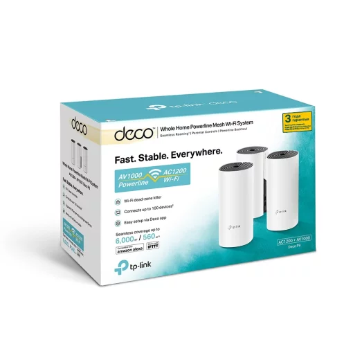 Система WiFi-Mesh TP-LINK Deco P9 AC1200, 2xGE LAN/WAN, 3мод, Powerline AV1000