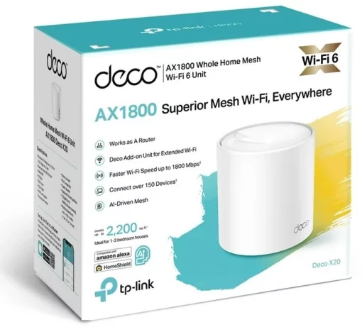 Система WiFi-Mesh TP-LINK Deco X20 AX1800, 1xGE LAN, 1xGE WAN, 1мод