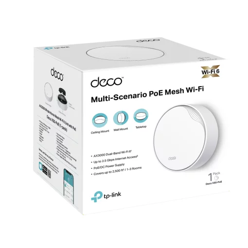 Система WiFi-Mesh TP-LINK Deco X50 AX3000, 1xGE LAN/WAN, 1x2,5GE LAN/WAN, 1мод, PoE