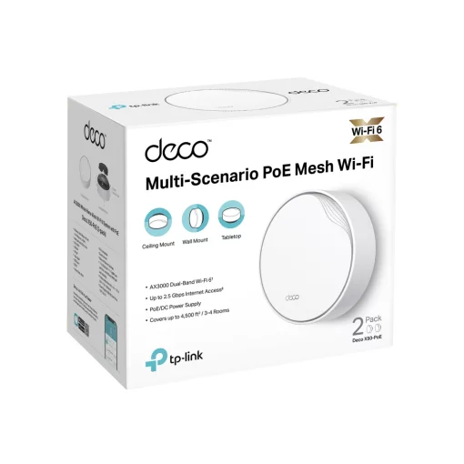 Система WiFi-Mesh TP-LINK Deco X50 AX3000, 1xGE LAN/WAN, 1x2,5GE LAN/WAN, 2мод, PoE