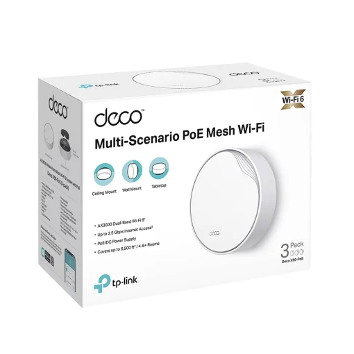 Система WiFi-Mesh TP-LINK Deco X50 AX3000, 1xGE LAN/WAN, 1x2,5GE LAN/WAN, 3мод, PoE