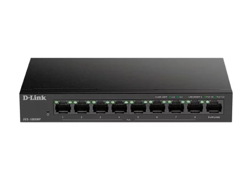 Комутатор D-Link DES-1009MP 8xFE PoE, 1xGE, 117Вт