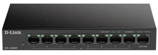 Комутатор D-Link DES-1009MP 8xFE PoE, 1xGE, 117Вт