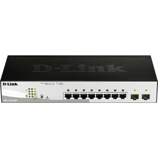 Комутатор D-Link DGS-1210-08P 8x1GE PoE, 2xSFP