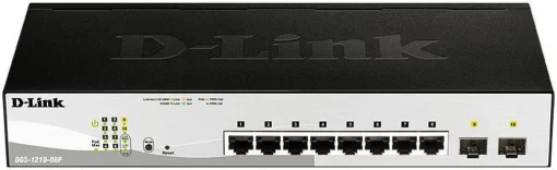 Комутатор D-Link DGS-1210-08P 8x1GE PoE, 2xSFP