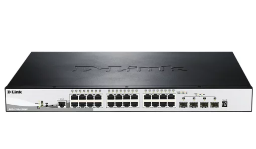 Комутатор D-Link DGS-1510-28XMP 24xGE PoE, 4xSFP+, SmartPro