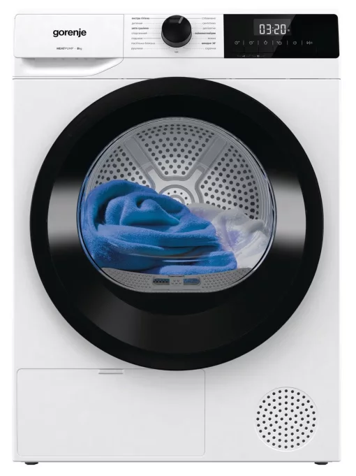 Сушильна машина Gorenje тепловий насос, 8кг, А++, 60см, дисплей, білий