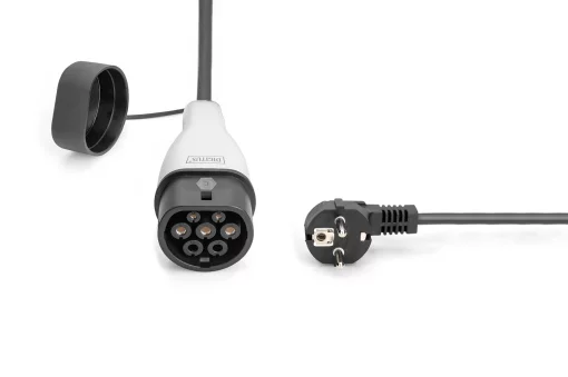 Пристрій зарядний DIGITUS EV Single Phase, 3.7kW, 5 m, Schuko to Type 2, з блоком керування та індикуації заряду