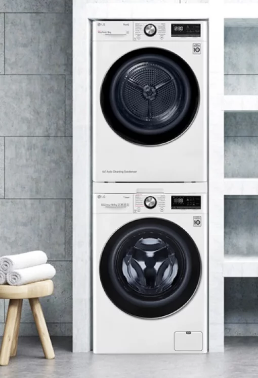 Комплект монтажний LG для з'єднання пральної машини з сушильною машиною, висувна полиця, білий