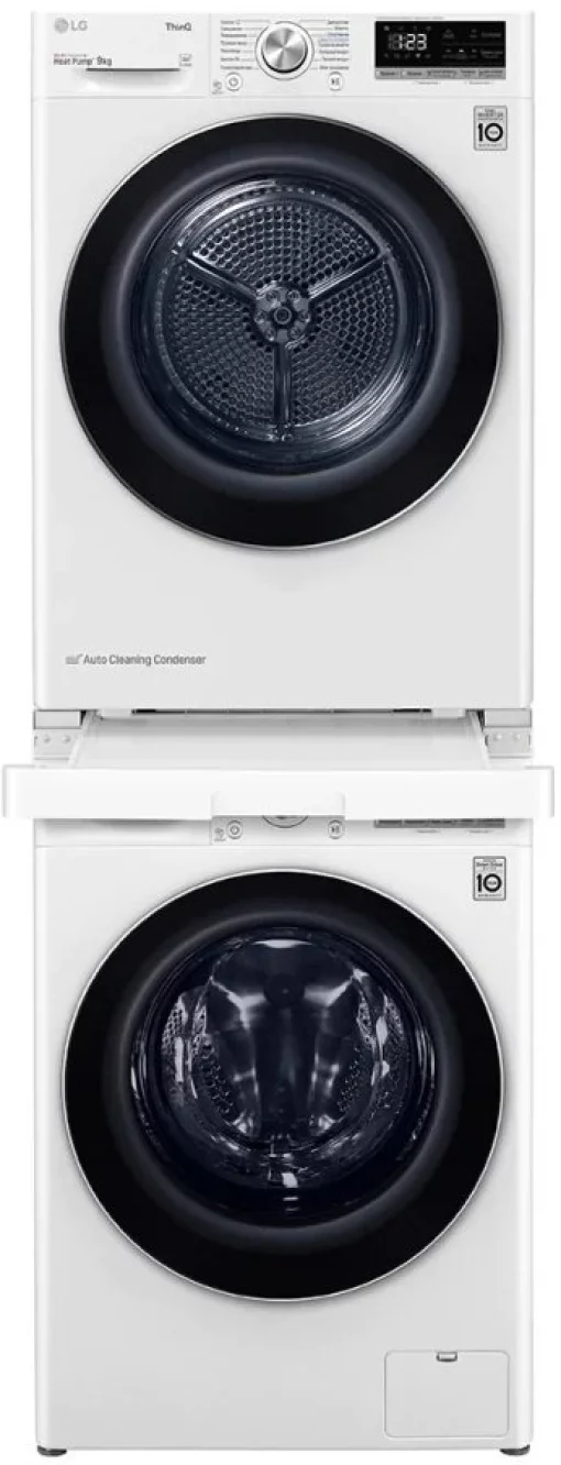 Комплект монтажний LG для з'єднання пральної машини з сушильною машиною, висувна полиця, білий