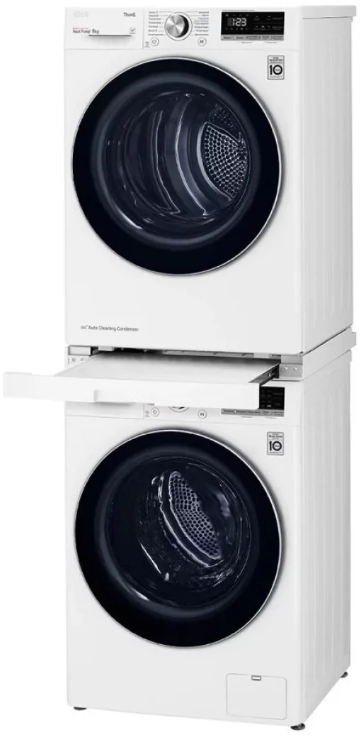 Комплект монтажний LG для з'єднання пральної машини з сушильною машиною, висувна полиця, білий