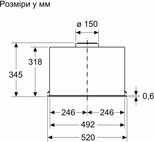 Витяжка Bosch вбудована, 52см, 570м.куб/год, нерж