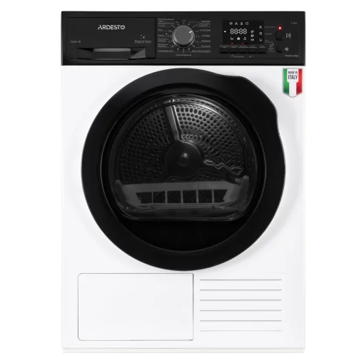 Сушильна машина ARDESTO тепловий насос Bianco Vero, 8кг, A+++, 63см, дисплей, інвертор, підсвіч.барабана, білий