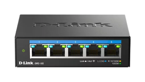 Комутатор D-Link DMS-105 5x2.5GE, Некерований