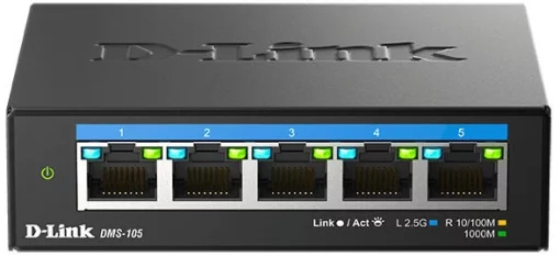 Комутатор D-Link DMS-105 5x2.5GE, Некерований