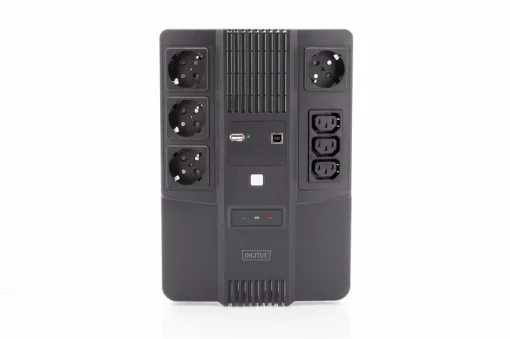 Джерело безперебійного живлення DIGITUS 600VA/360W, LED, RJ45, USB, 4xSchuko+3xC13