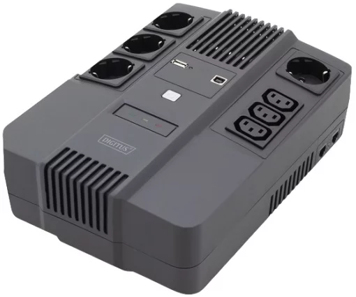 Джерело безперебійного живлення DIGITUS 600VA/360W, LED, RJ45, USB, 4xSchuko+3xC13