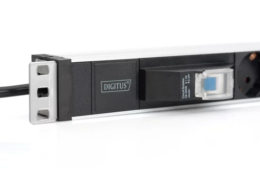 Пристрій розподілу електроживлення DIGITUS 1U, 6xSchuko, 16A, 250V, автомат, вилка Schuko