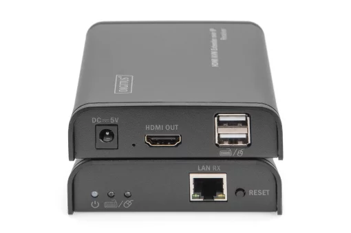 Подовжувач DIGITUS HDMI KVM по IP, комплект, Full HD, 1080p, через мережевий кабель (Cat 5, 5E, 6), 120м