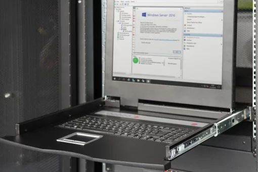 Консоль DIGITUS Modular 17" TFT, 16-port KVM & Touchpad, US keyboard, чорна