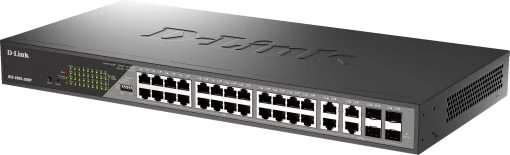 Комутатор D-Link DSS-200G-28MPP 24xGE PoE, 4xSFP/GE, 518Вт, Некерований